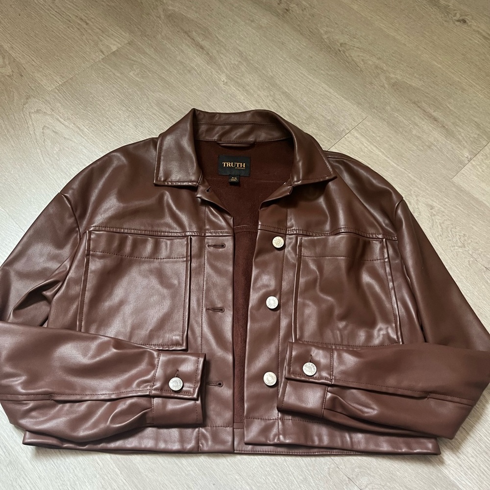 Truth Chocolate Brown Leather Shirt Jacket